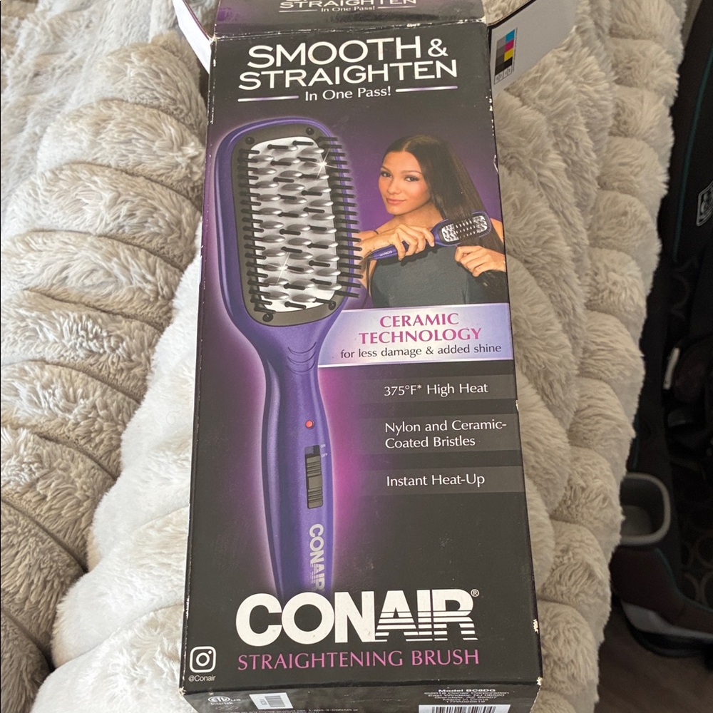 Conair Purple Ceramic Straightening Brush for Smooth Shine